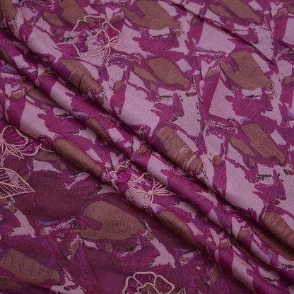 Indian Vintage Sarees Pink & Purple 100% Pure Silk Embroidered Printed Sari 5yd Sewing Craft Fabric Dress Making Soft Wrap Quilting Crafting