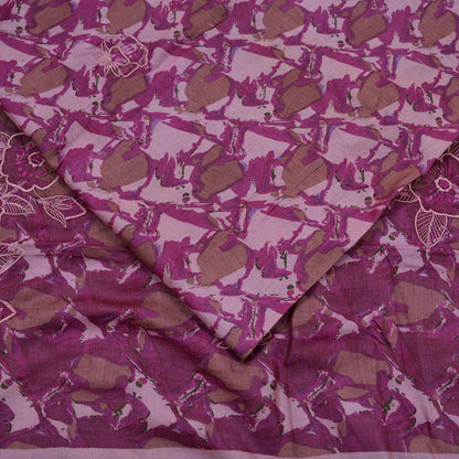 Indian Vintage Sarees Pink & Purple 100% Pure Silk Embroidered Printed Sari 5yd Sewing Craft Fabric Dress Making Soft Wrap Quilting Crafting