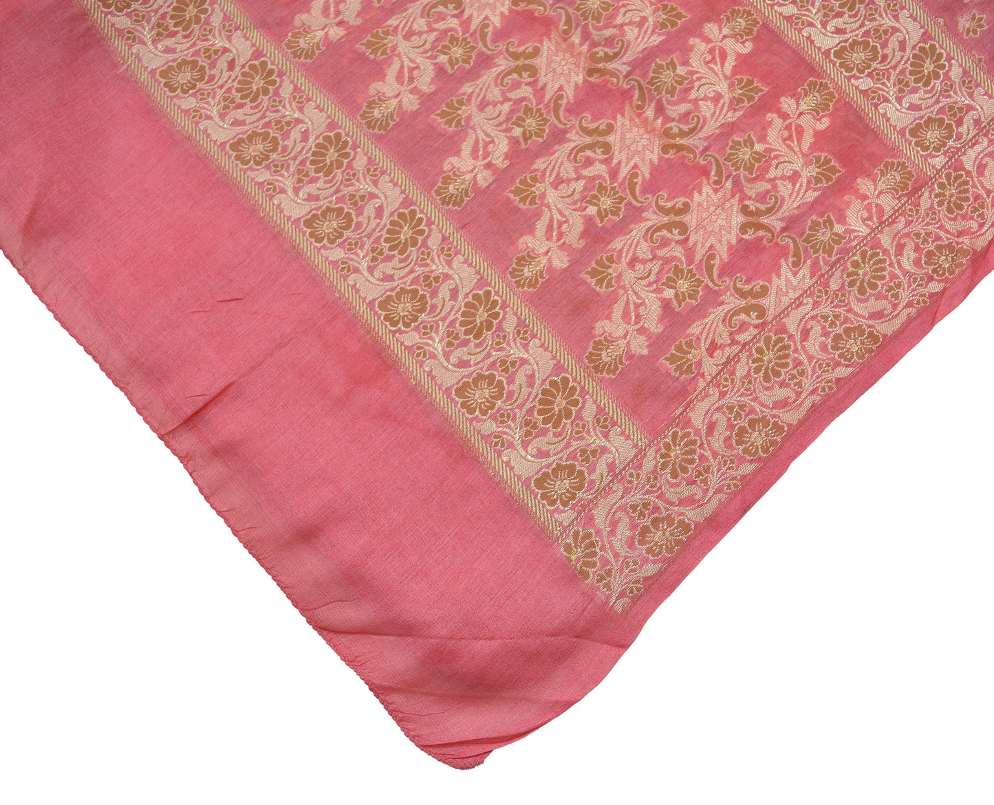 Indian Vintage Pink Dupatta Long Stole Pure Silk Hand Woven Indian Scarves Veil Scarf Wrap Floral