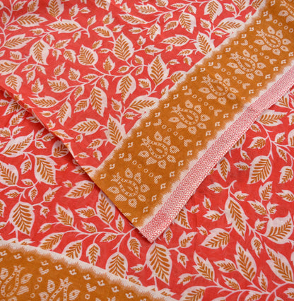 Indian Vintage Sari Pink Printed Blend Cotton Sarees Craft Fabric 5Yd Soft Sewing Sarong Wrap Boho Floral Upcycle Quilting Crafting Used