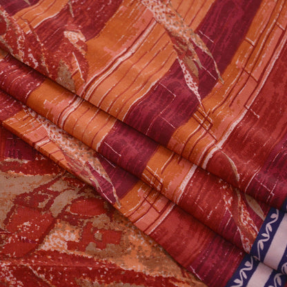 Indian Vintage Sari Pure Crepe Silk Printed Sarees Craft Fabric 5yd Sewing Abstract Soft Wrap Quilting Crafting Upcycle Dress Making