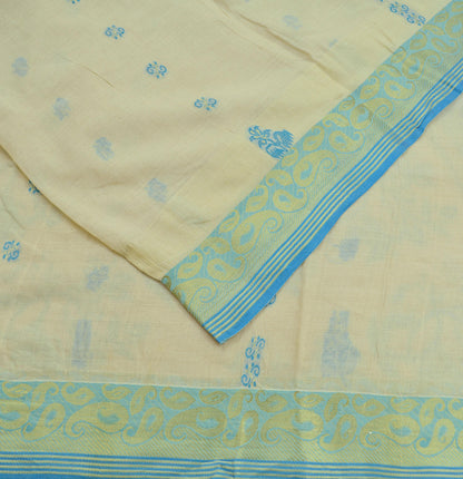 Indian Vintage Sari Ivory 100% Pure Silk Hand Woven Sarees Craft Fabric 5Yd Ethnic Floral Sewing Dress making Crafting Quilting Upcycle Zari