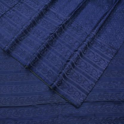 Indian Vintage Heavy Wedding Saree Pure Satin Silk Blue Brocade Banarasi sarees Craft Fabric 5Yd Dress making Upcycle Crafting Quilting