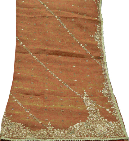 Indian Vintage Heavy Bridal Dupatta Golden Red Pure Tissue Silk Long Stole Hand Embroidered Scarves Zari Zardozi/Dabka Wedding Hijab