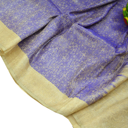 Indian Vintage Sari Purple Heavy Pure Silk Hand Woven Brocade Saree Ethnic Wear 5Yard Paisley Design