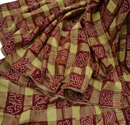 Indian Vintage Red Gharchola Pure Gajji Silk Bandhani Saree in Gharchola Pattern 5yd Soft Zari Ethnic Wedding/ bridal sarees