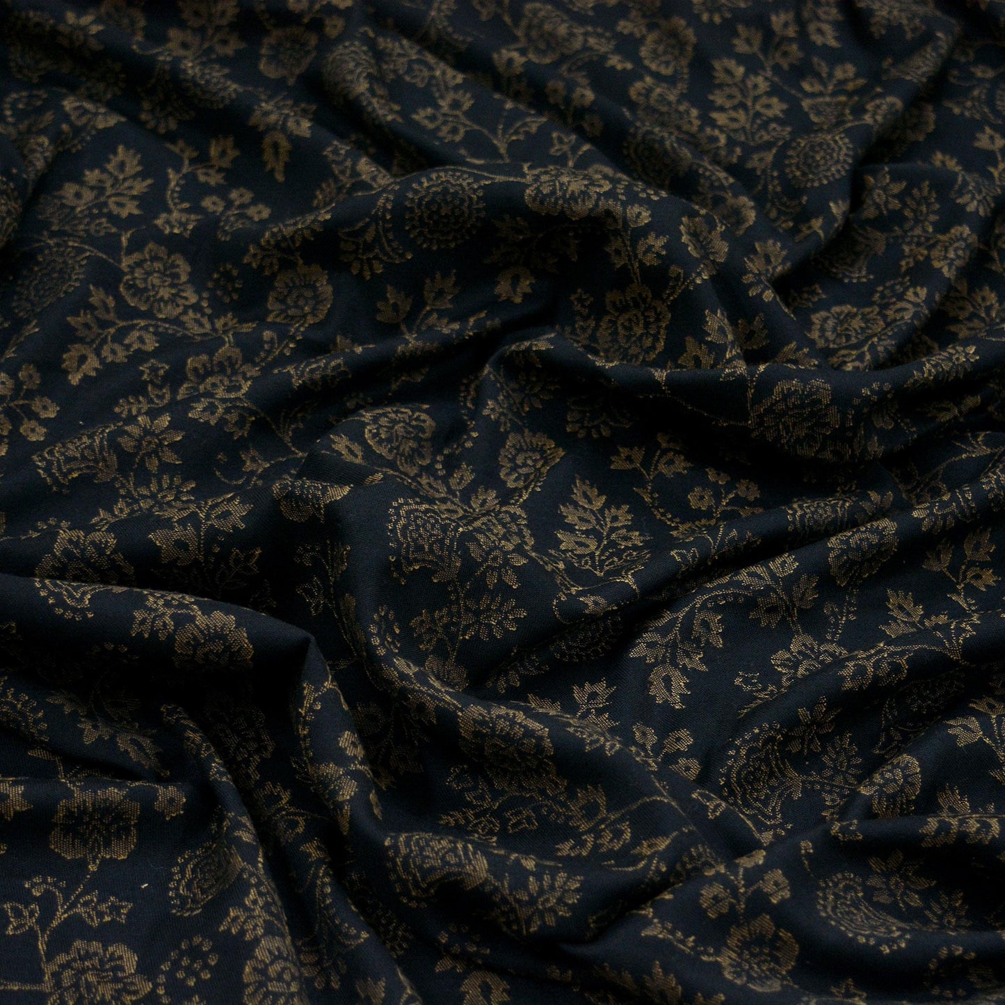 Vintage Black Viscose Shawl Handmade Woven Long Throw Stole Warm Stole Paisley Floral Design Fringes