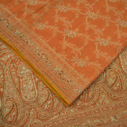 Indian Vintage Sari Pure Silk Hand Embroidered Sarees Craft Fabric 5Yd Sewing Soft Zardozi/Dabka,Zari Quilting Crafting Dress making Upcycle