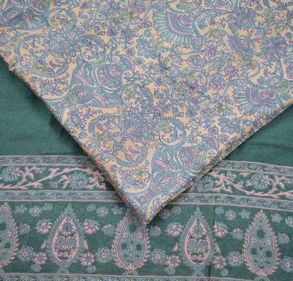 Indian Vintage Sari Peach & Gray Saree 100% Pure Silk Printed Sarees 6yd Sewing Craft Fabric Dress Making Soft Quilting Crafting Upcycle