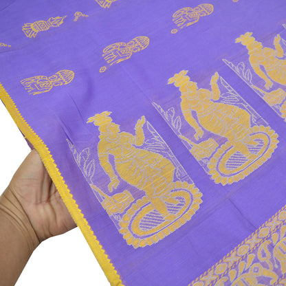 Indian Vintage Sari Purple 100% Pure Silk Hand Woven Saree Fabric 6Yd Ethnic Floral Dress Making Quilting Crafting Upcycle Elephants