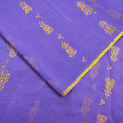 Indian Vintage Sari Purple 100% Pure Silk Hand Woven Saree Fabric 6Yd Ethnic Floral Dress Making Quilting Crafting Upcycle Elephants