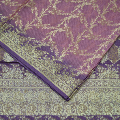 Indian Vintage Purple & Pink Sarees Pure Tussar Silk Hand Woven Sari Craft Fabric 5Yd Sewing Ethnic Dress making Upcycle Crafting Quilting