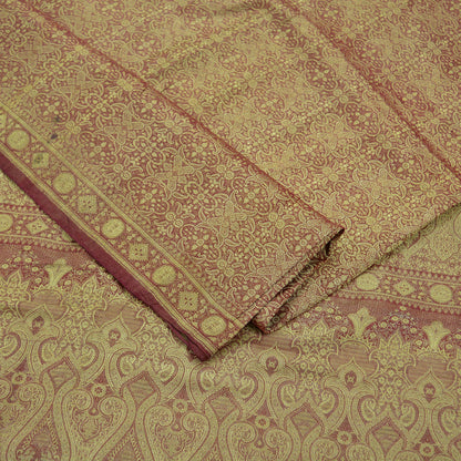 Indian Vintage Golden Maroon Heavy Wedding Saree Woven Brocade Banarasi Sari Craft Fabric Zari 5Yd Dress Making Quilting Upcycle Crafting