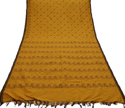 Indian Vintage Saffron Saree Art Silk Printed Sari 6yd Sewing Craft Fabric Soft Wrap Fringes Soft Crafting Quilting Upcycle