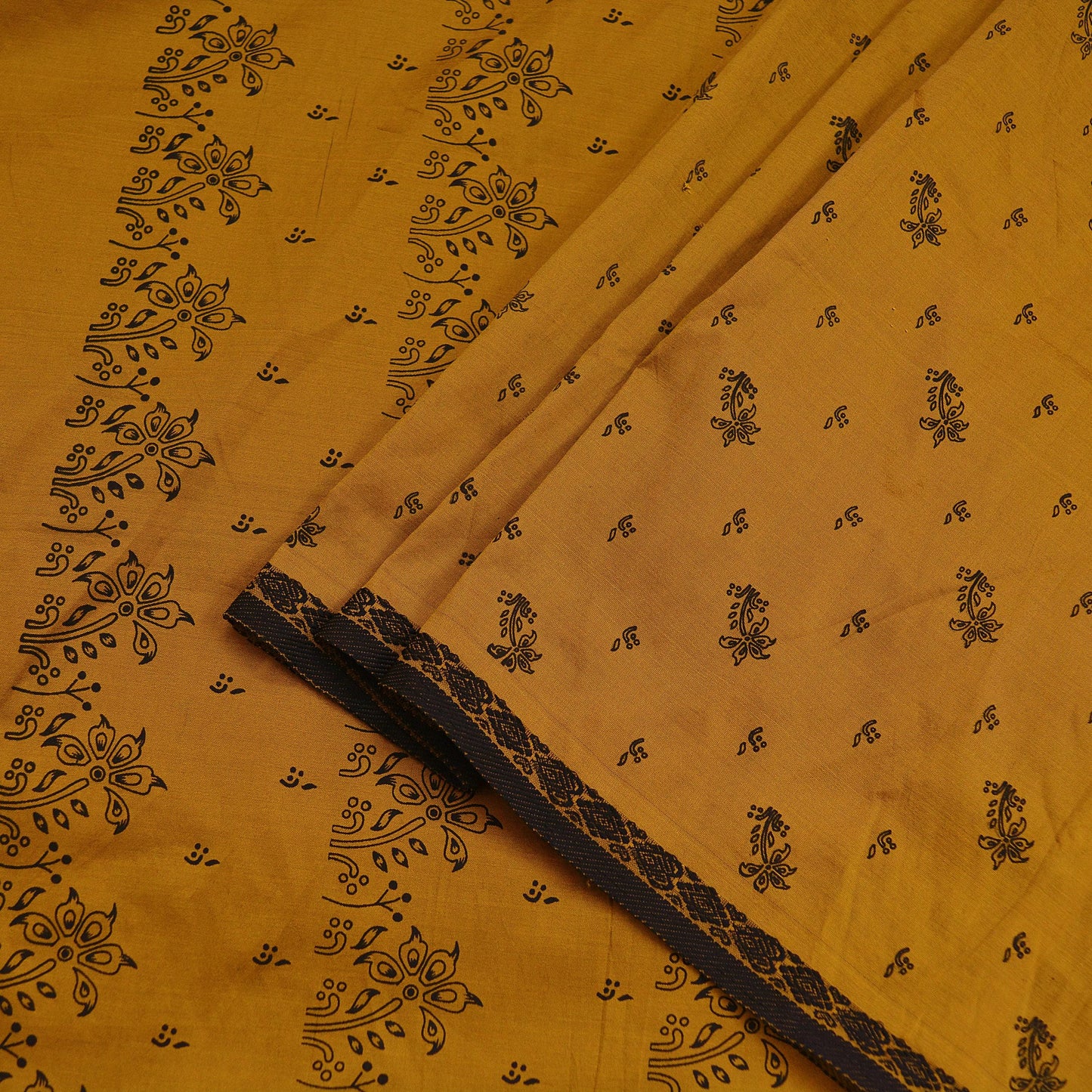 Indian Vintage Saffron Saree Art Silk Printed Sari 6yd Sewing Craft Fabric Soft Wrap Fringes Soft Crafting Quilting Upcycle