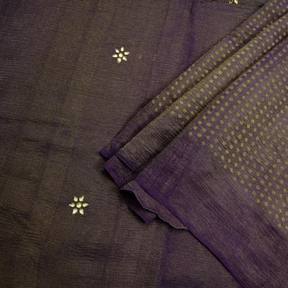 Indian Vintage Purple Sarees Hand Embroidered Sari 100% Pure Silk Craft Fabric 5yd Soft Zardozi/ Dabka, Zari Dress making wedding sarees