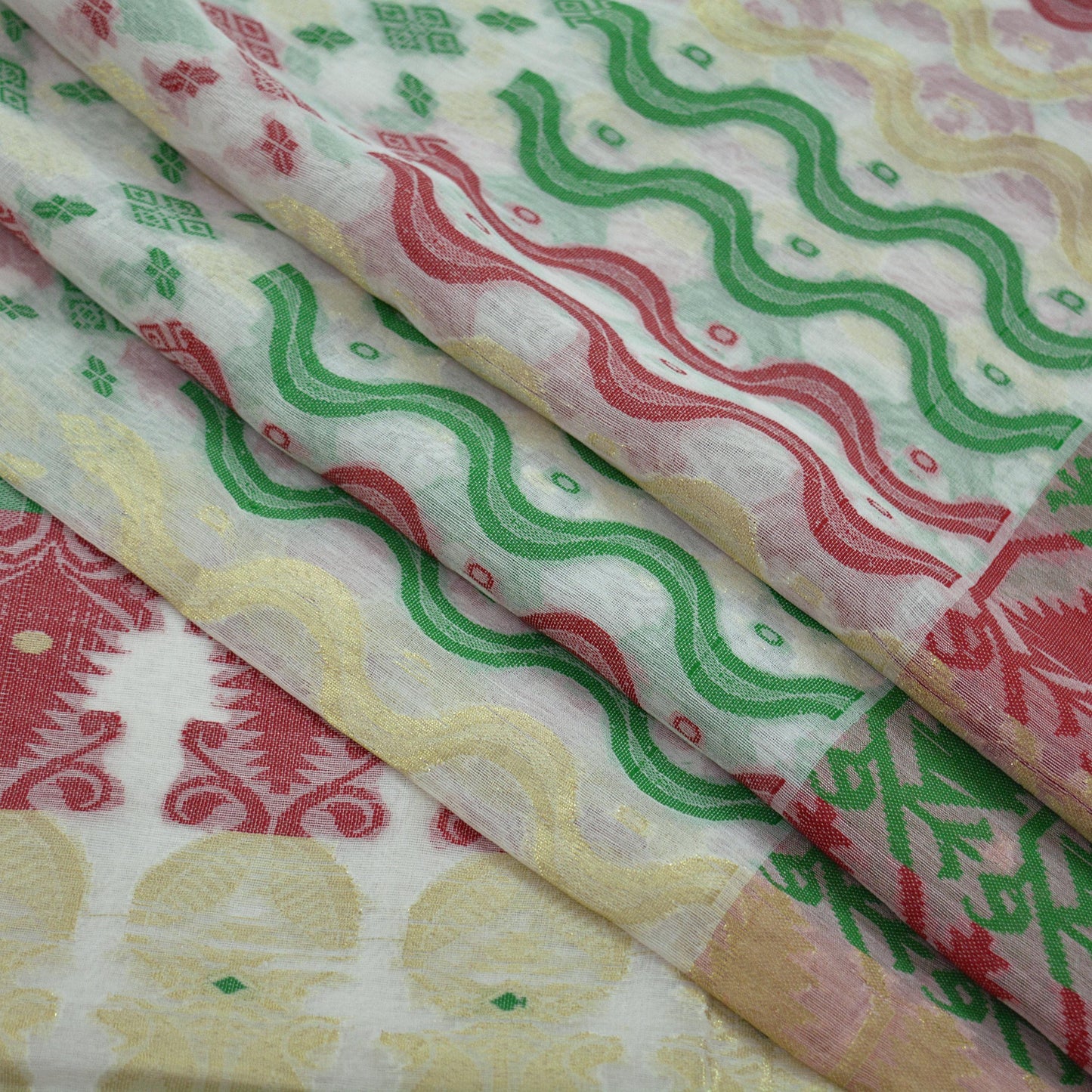 Indian Vintage Sarees White Pure Cotton Hand Woven Jamdani Sari 5yd Ethnic Floral Craft Fabric Dress making Upcycle Crafting Quilting Zari