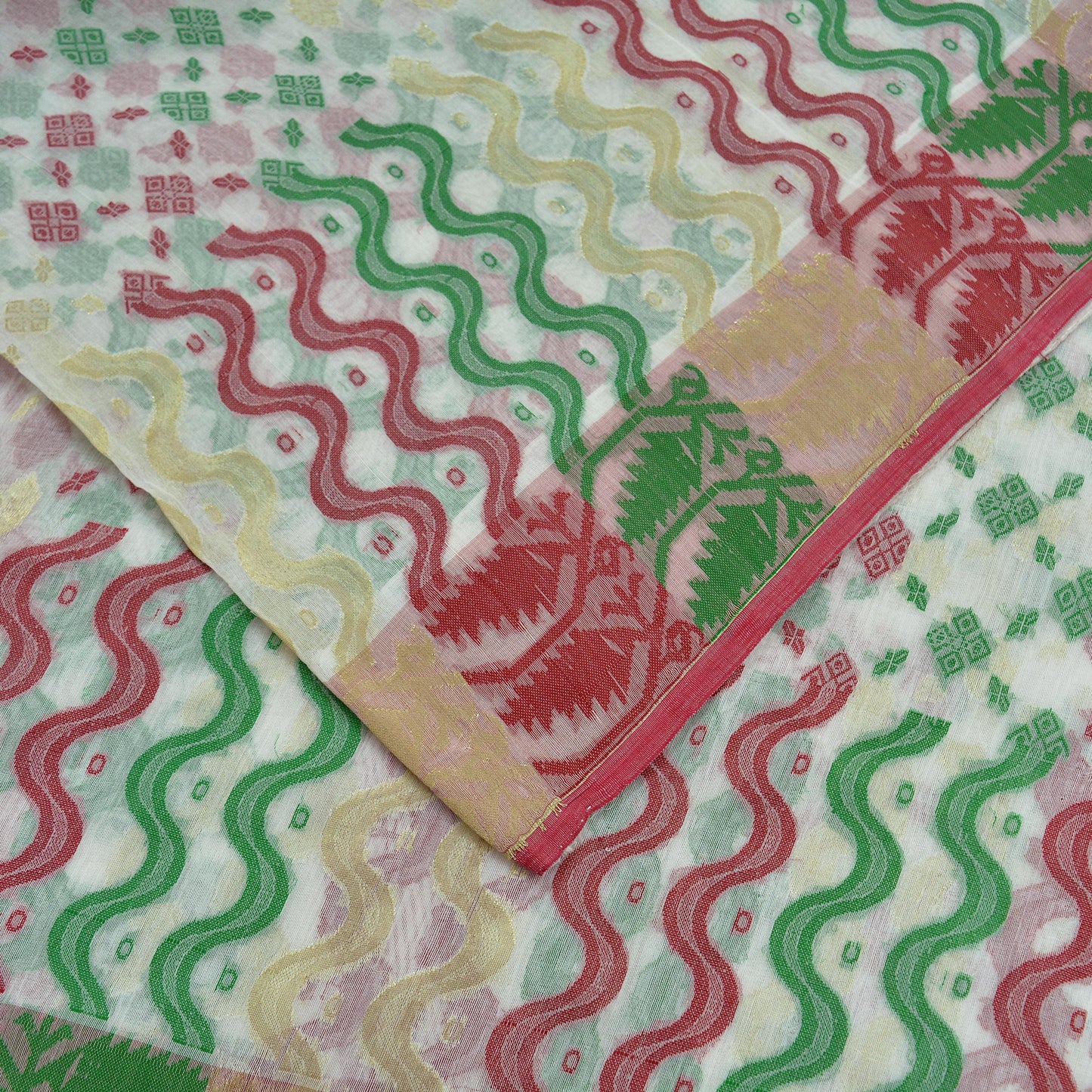 Indian Vintage Sarees White Pure Cotton Hand Woven Jamdani Sari 5yd Ethnic Floral Craft Fabric Dress making Upcycle Crafting Quilting Zari