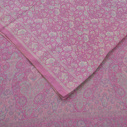 Indian Vintage Sari Pink 100% Pure Silk Woven Printed Sarees Craft Fabric 5yd Sewing Dress Making Floral Upcycle Quilting Crafting