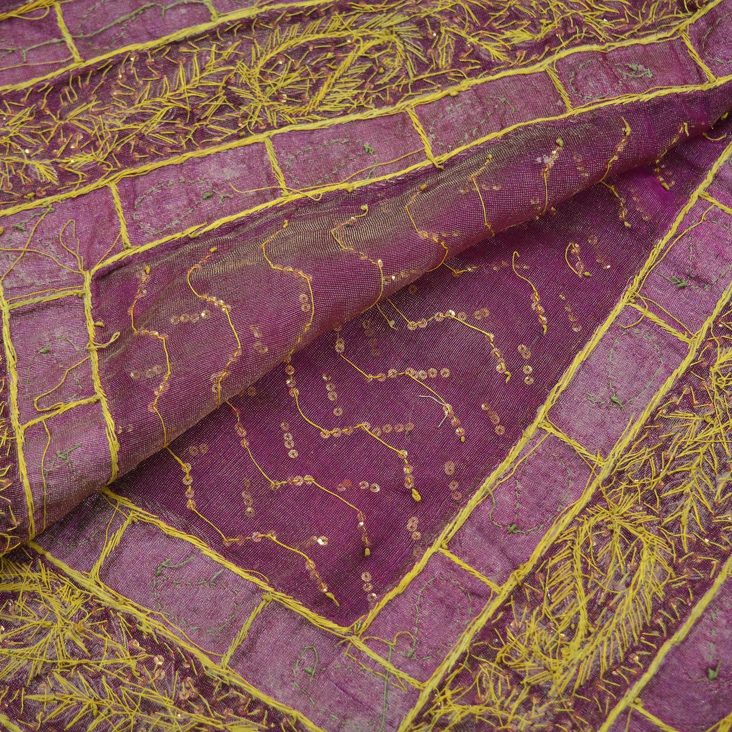 Indian Vintage Heavy Wedding Purple Dupatta Pure Organza Silk Long Stole Hand Embroidered Scarves Zardozi Zari Bridal Veil Wrap Hijab