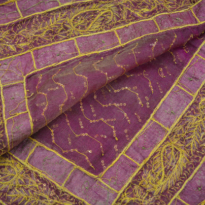 Indian Vintage Heavy Wedding Purple Dupatta Pure Organza Silk Long Stole Hand Embroidered Scarves Zardozi Zari Bridal Veil Wrap Hijab