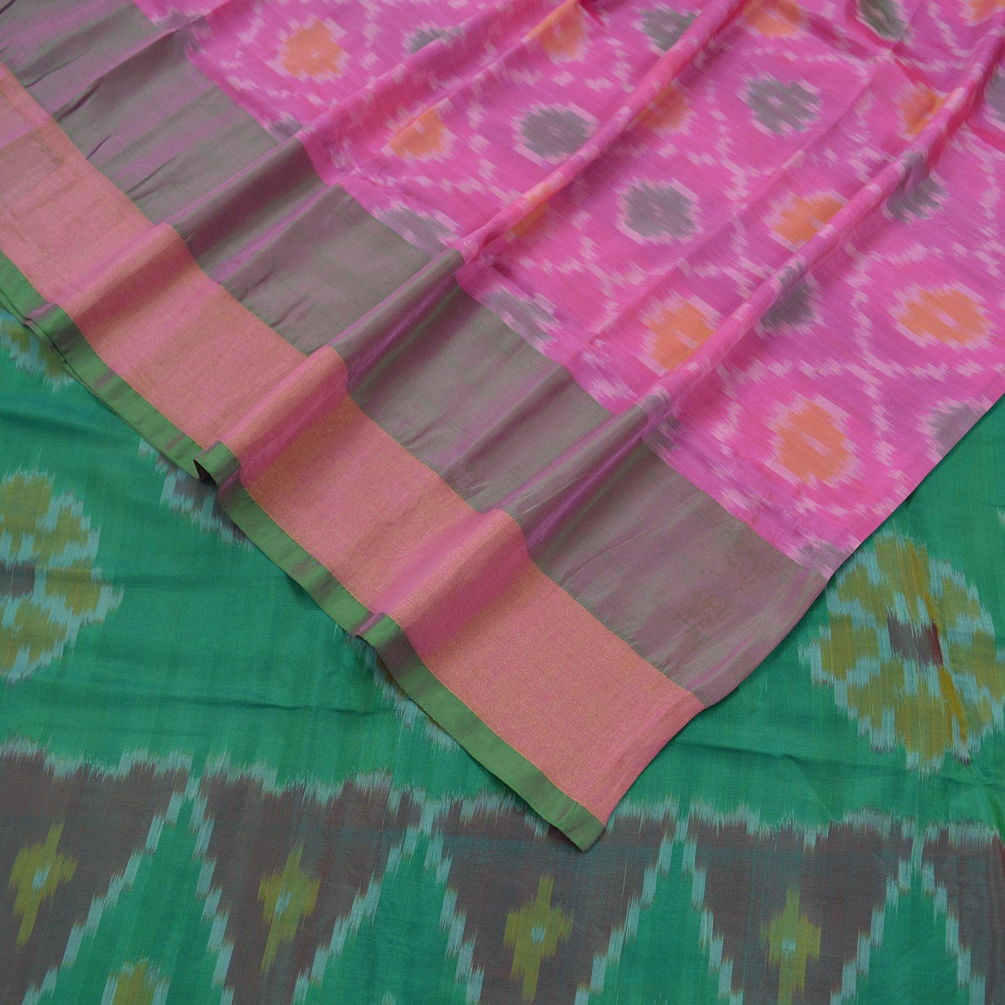 Indian Vintage Saree Pure Silk Hand Woven Ikat Sari Craft Fabric 5Yd Zari Ethnic Premium Dress Making Crafting Upcycle Quilting Sewing