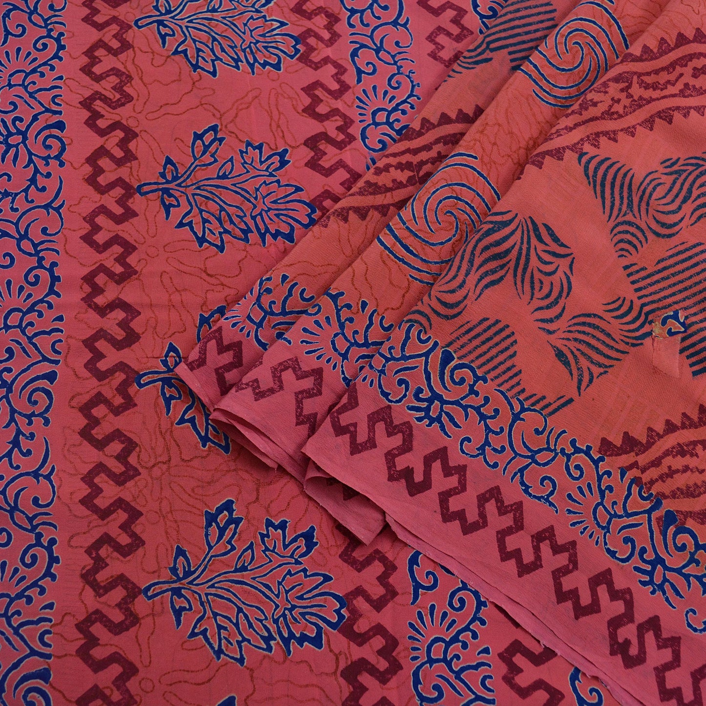 Indian Vintage Sari Pink Pure Crepe Silk Sarees Printed 5yd Sewing Floral Soft Craft Fabric Ethnic Wrap Dress making Quilting Crafting