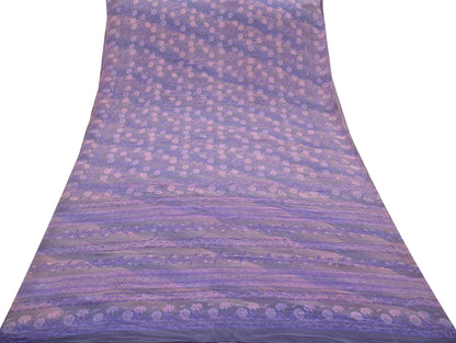 Indian Vintage Sari Pink & Purple Saree Pure Crepe Silk Printed Sarees 5yd Sewing Floral Soft Craft Fabric Wrap Crafting Dress making