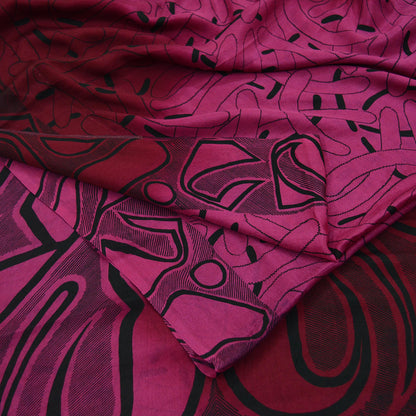 Indian Vintage Sari Pink & Maroon Pure Silk Sarees Printed Craft Fabric 5yd Sewing DressMaking Soft Wrap Quilting Crafting Upcycle