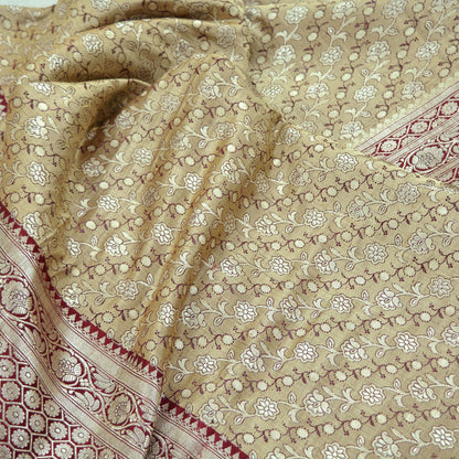 Indian Vintage Beige & Red Heavy Saree Pure Satin Silk Woven Brocade Banarasi Sari Fabric Zari Ethnic 5Yd Bridal Wedding Banarasi sari