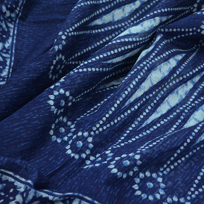 Indian Vintage Sari Blue Pure Chanderi Cotton Hand Block Printed Sarees 5Yd Craft Fabric Soft Sewing Sarong Dress Making Quilting Crafting