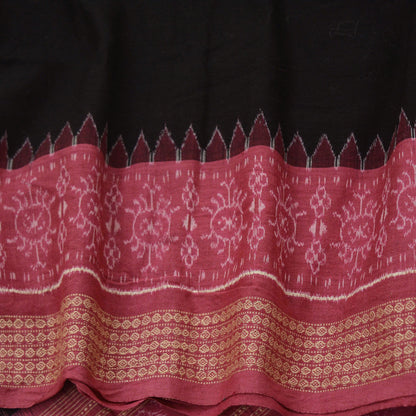 Indian Vintage Dupatta Black & Pink Long Stole Hand woven Sambalpuri Ikat Hijab Pure Cotton Indian Scarves Veil