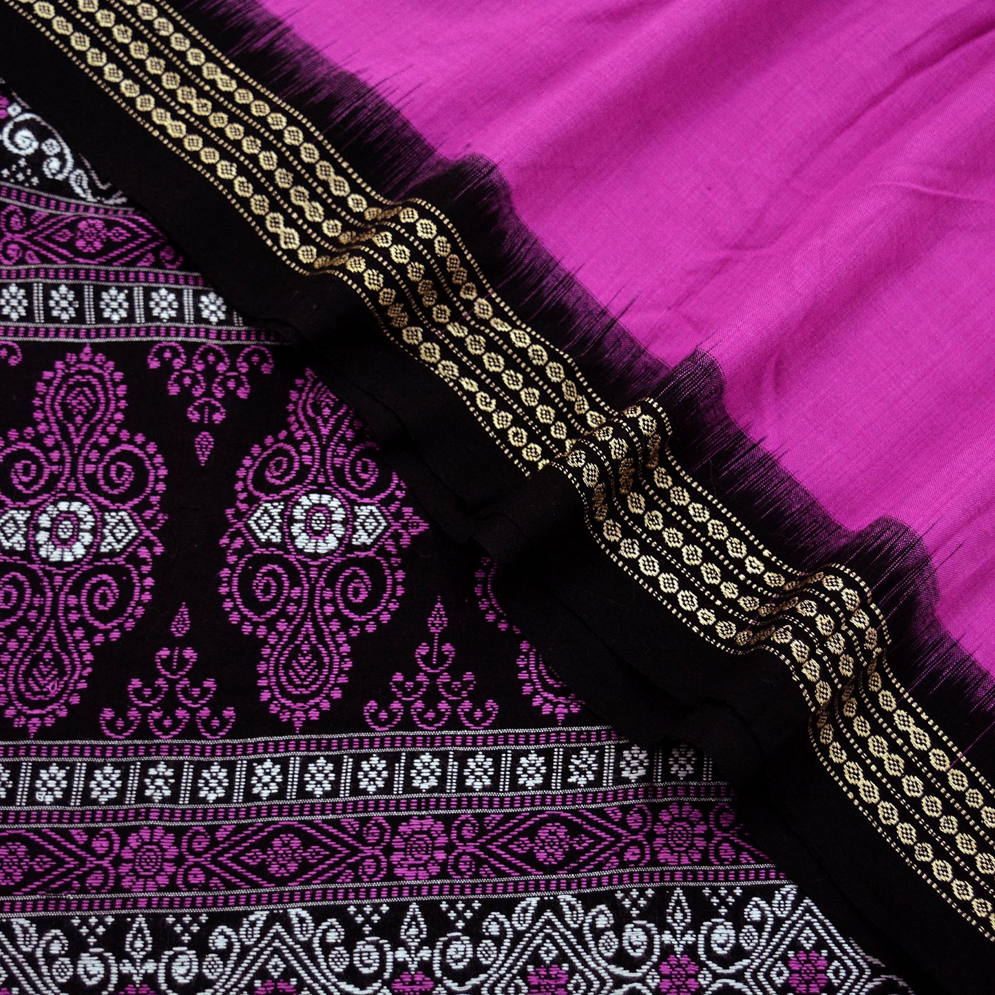 Indian Vintage Dupatta Black & Purple Long Stole Hand woven Sambalpuri Ikat Hijab Pure Cotton Indian Scarves Veil