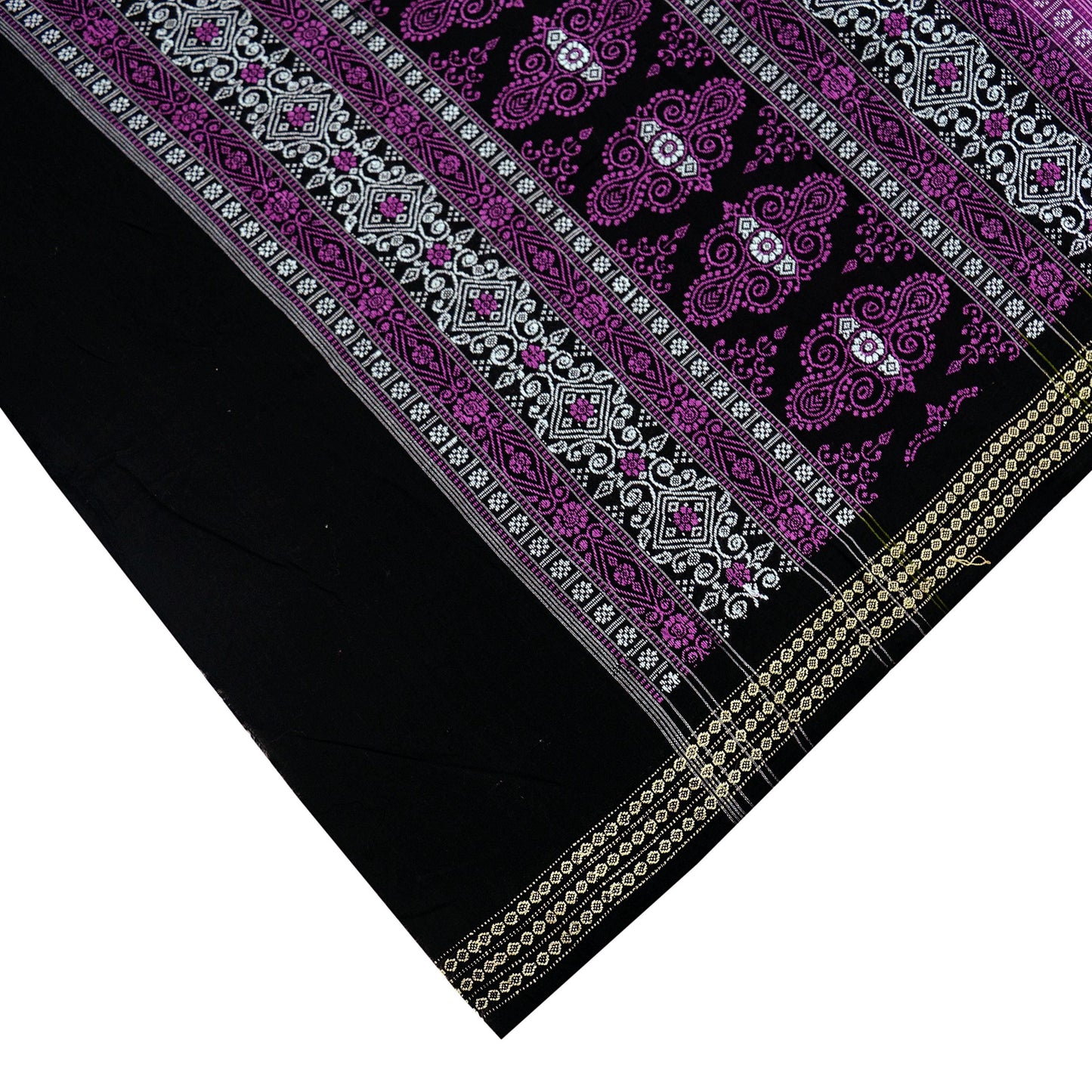 Indian Vintage Dupatta Black & Purple Long Stole Hand woven Sambalpuri Ikat Hijab Pure Cotton Indian Scarves Veil