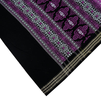 Indian Vintage Dupatta Black & Purple Long Stole Hand woven Sambalpuri Ikat Hijab Pure Cotton Indian Scarves Veil