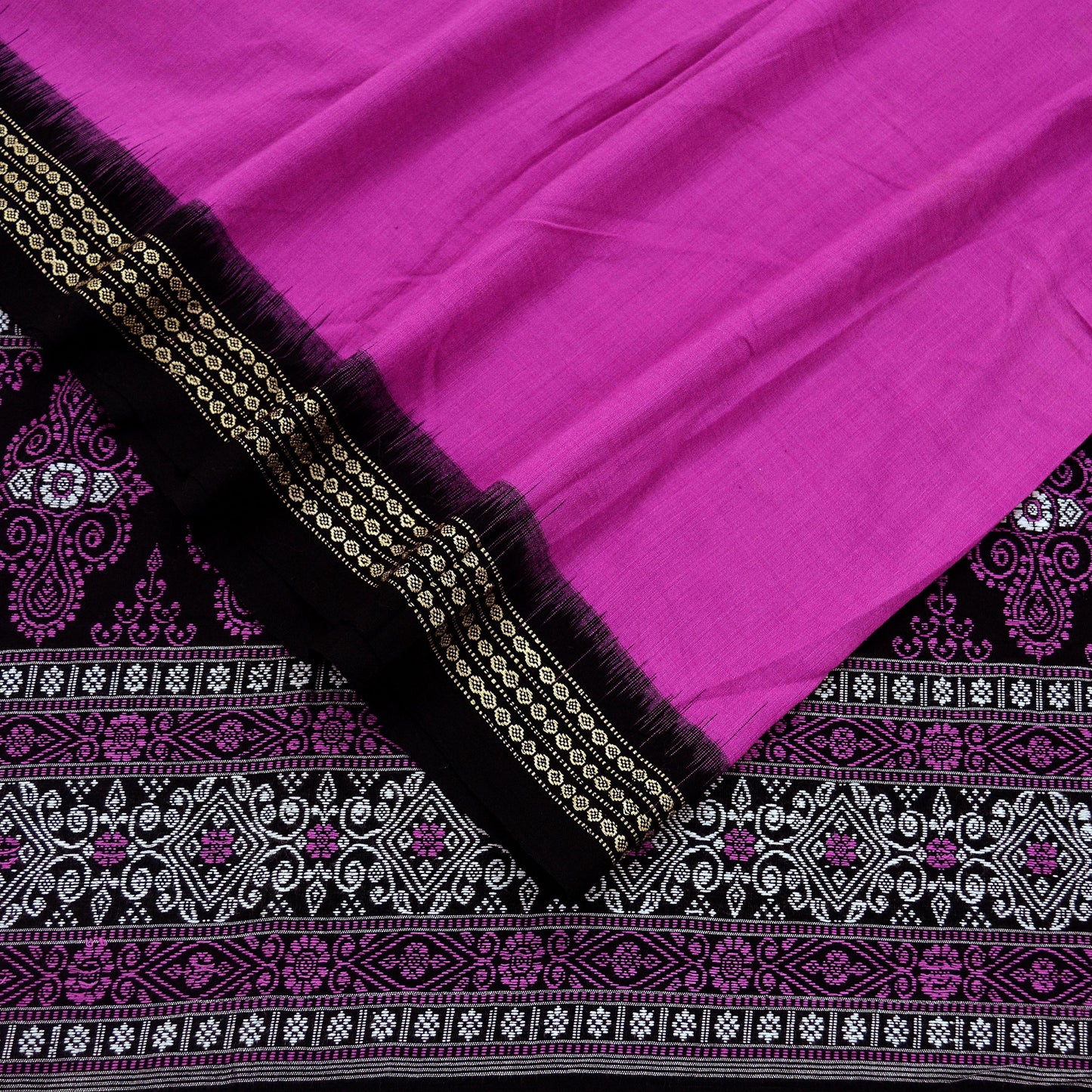 Indian Vintage Dupatta Black & Purple Long Stole Hand woven Sambalpuri Ikat Hijab Pure Cotton Indian Scarves Veil