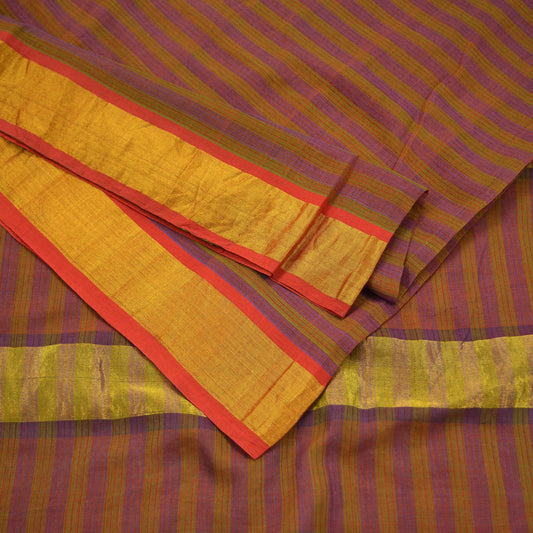 Indian Vintage Sari Pure Chanderi Cotton Hand Woven Sarees 5Yd Craft Fabric Soft Sewing Sarong Dress Making Quilting Crafting