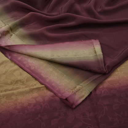 Indian Vintage Beige & Maroon Saree Pure Crepe Silk Woven Printed Sari 5yd Sewing Soft Craft Fabric Wrap Dress making Crafting Quilting