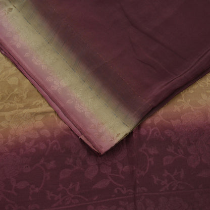 Indian Vintage Beige & Maroon Saree Pure Crepe Silk Woven Printed Sari 5yd Sewing Soft Craft Fabric Wrap Dress making Crafting Quilting