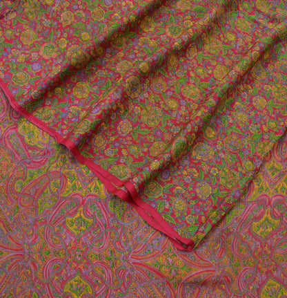 Indian Vintage Sari Pink 100% Pure Silk Sarees Printed 5yd Sewing Craft Fabric DressMaking Soft Paisley Zari Quilting Crafting Upcycle Used
