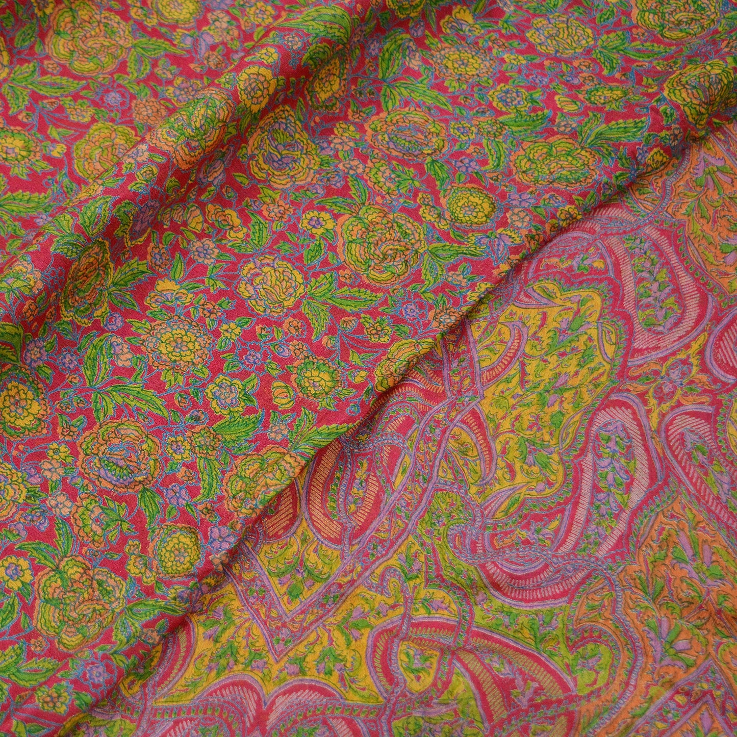 Indian Vintage Sari Pink 100% Pure Silk Sarees Printed 5yd Sewing Craft Fabric DressMaking Soft Paisley Zari Quilting Crafting Upcycle Used