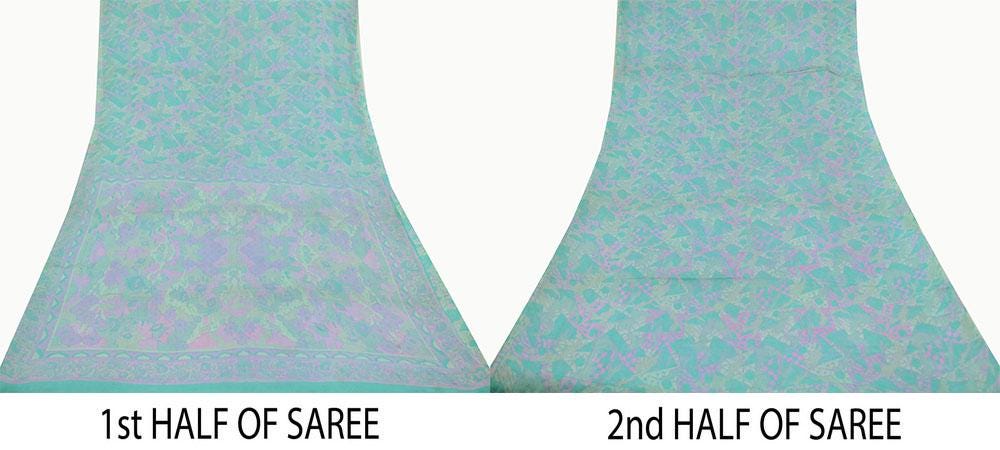 Indian Vintage Gray & Pink Sarees 100% Pure Silk Printed Sari 5yd Sewing Craft Fabric Dress Making Soft Wrap Boho Crafting Quilting Upcycle