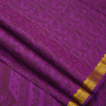 Indian Vintage Sari Purple 100% Pure Silk Printed Sarees 6yd Sewing Craft Fabric Zari Dress Making Soft Quilting Used Crafting Upcycle