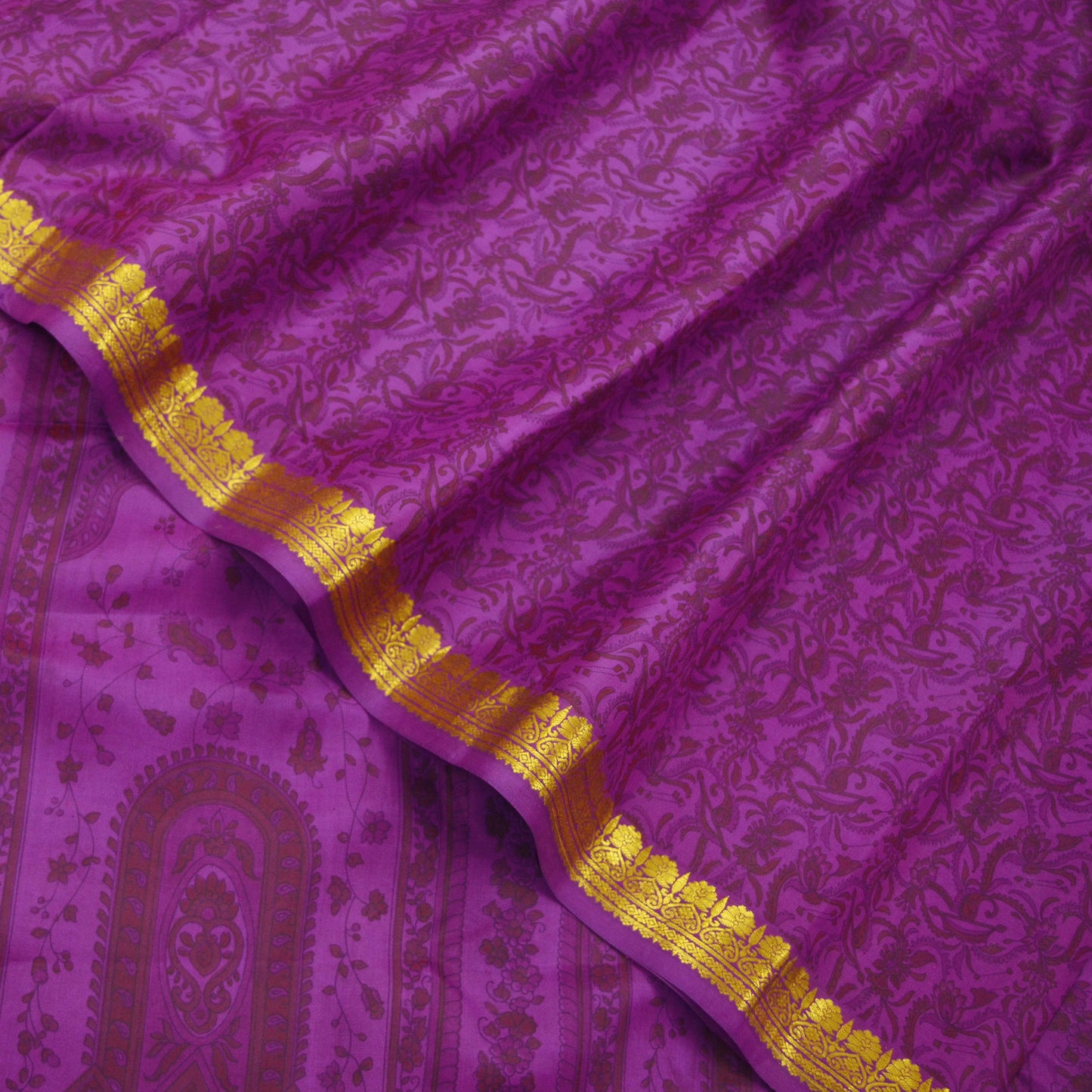 Indian Vintage Sari Purple 100% Pure Silk Printed Sarees 6yd Sewing Craft Fabric Zari Dress Making Soft Quilting Used Crafting Upcycle