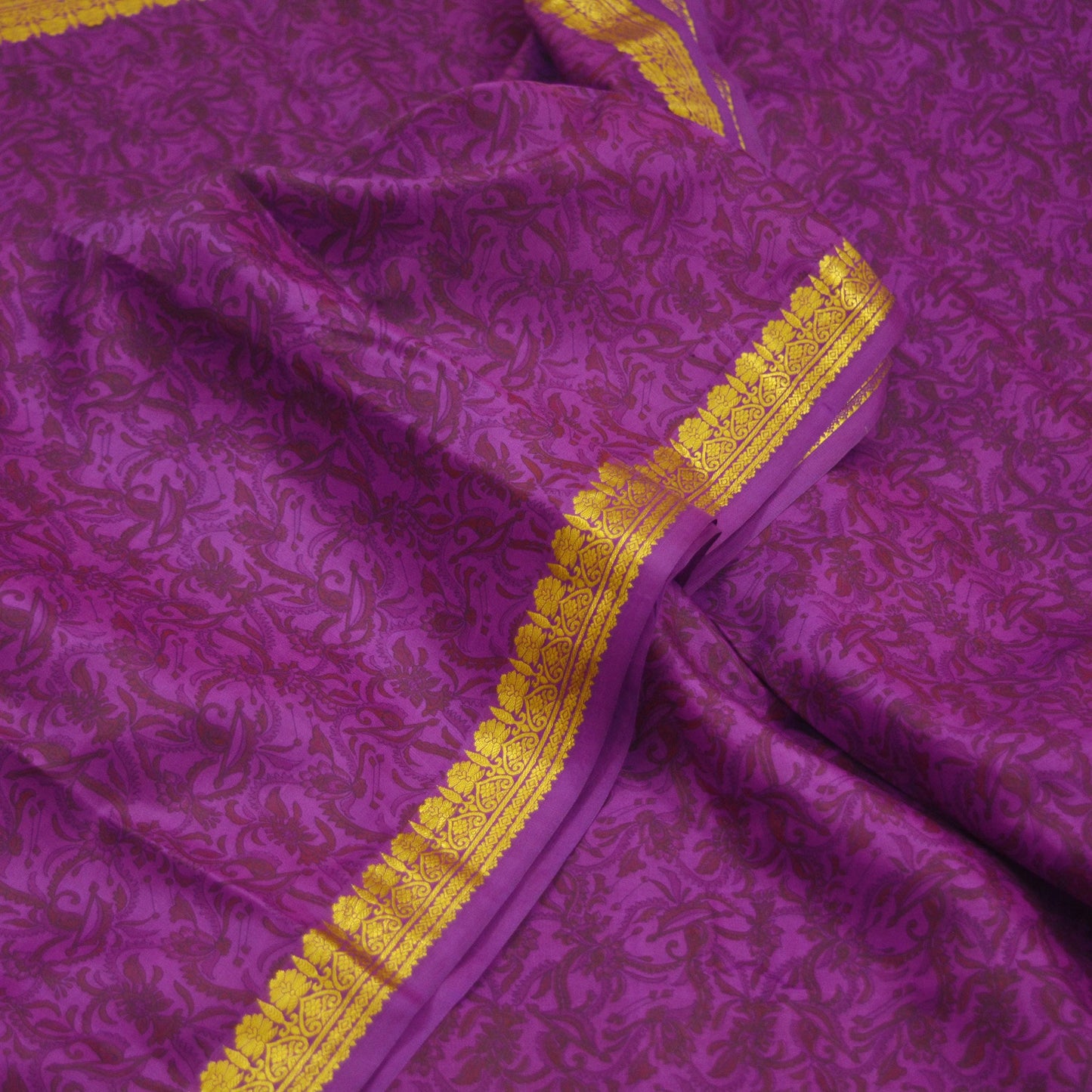 Indian Vintage Sari Purple 100% Pure Silk Printed Sarees 6yd Sewing Craft Fabric Zari Dress Making Soft Quilting Used Crafting Upcycle