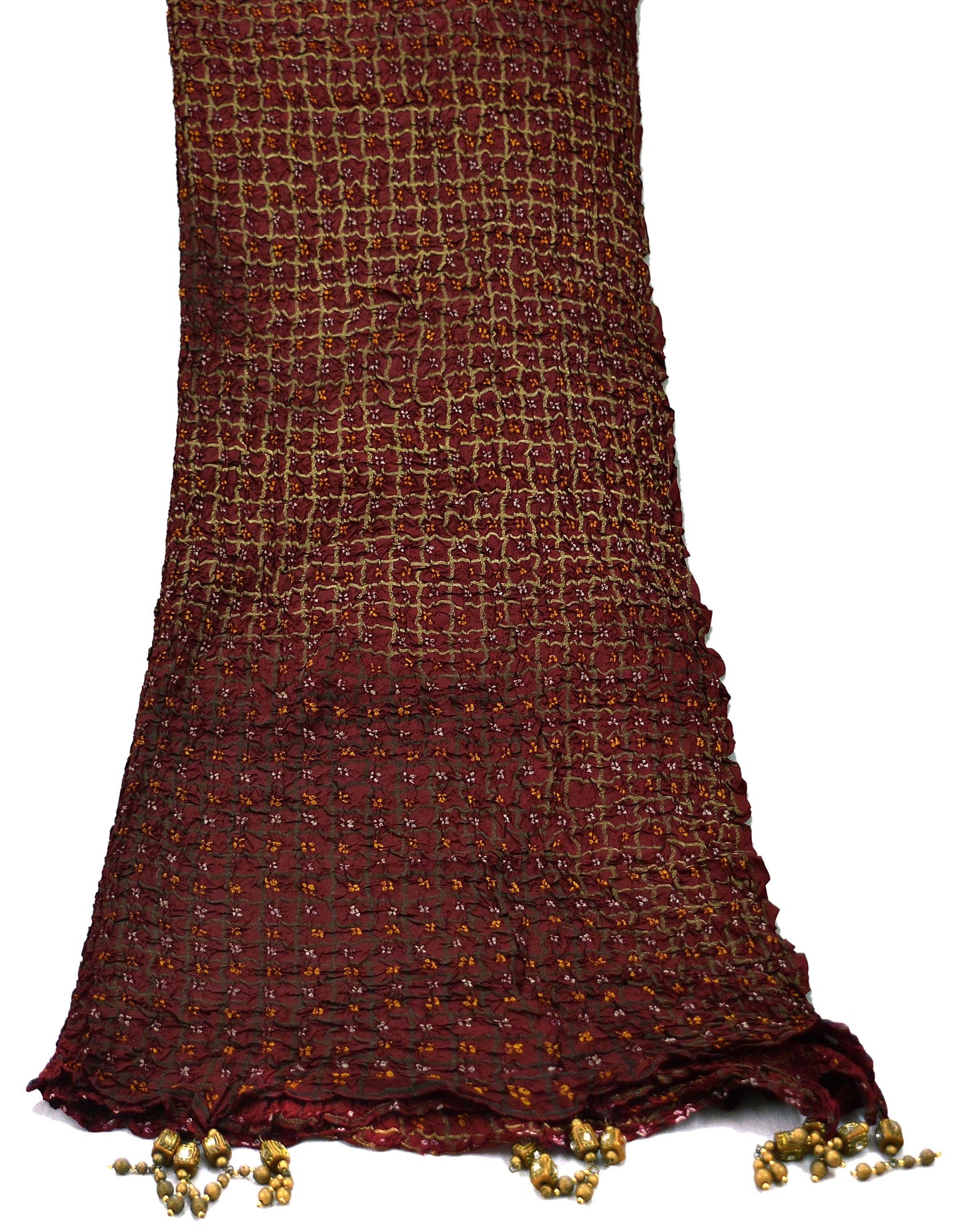 Women Indian Vintage Maroon Dupatta Long Stole Pure silk hand Woven Bandhani Dupatta Veil Scarves soft Boho Wrap Zari