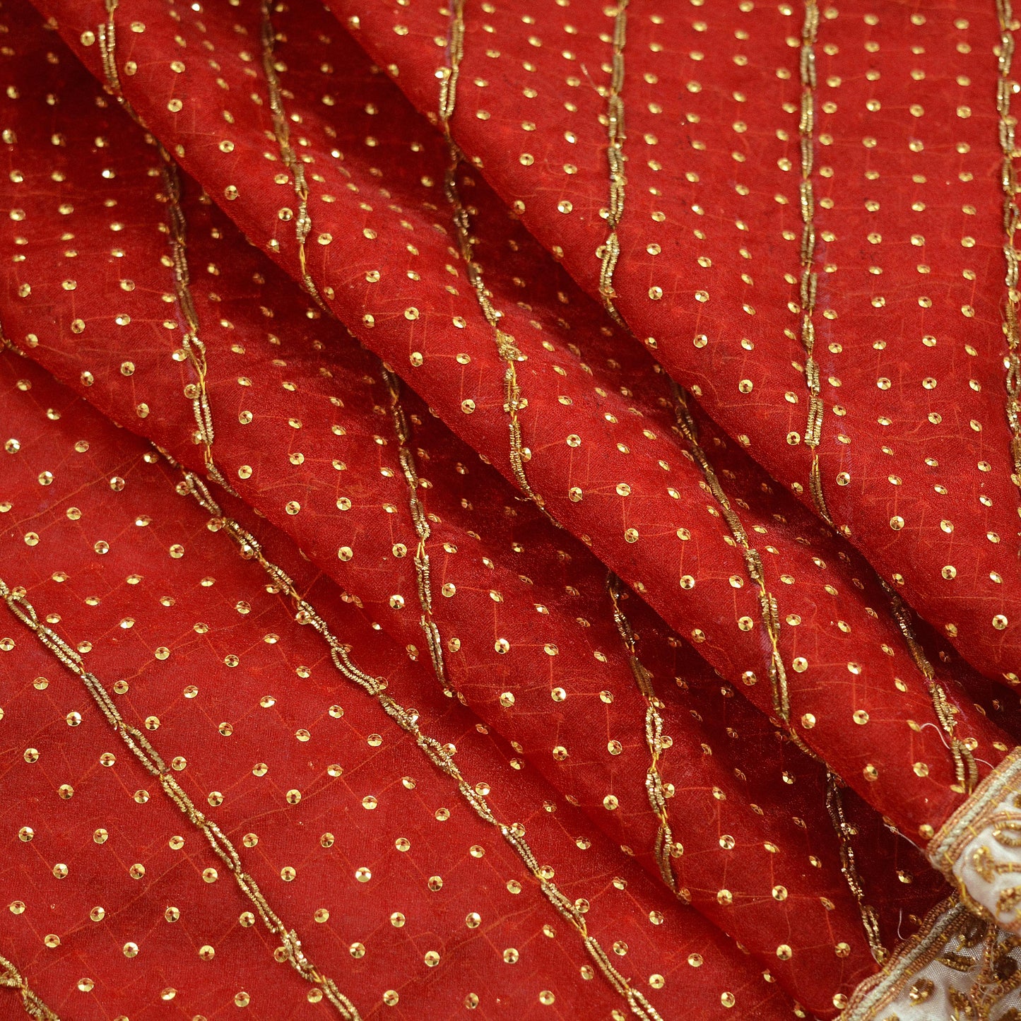 Indian Vintage Bridal Heavy Red Dupatta Organza Long Stole Hand Embroidered Scarves Zari Zardozi/Dabka Bollywood Wedding Veil Hijab