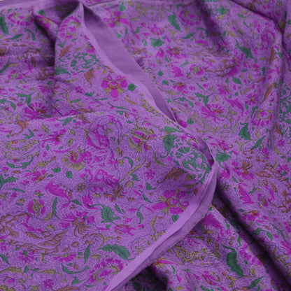 Indian Vintage Sari Purple 100% Pure Silk Printed Sarees 6yd Sewing Craft Fabric Dress Making Soft Wrap Floral Crafting Quilting Upcycle