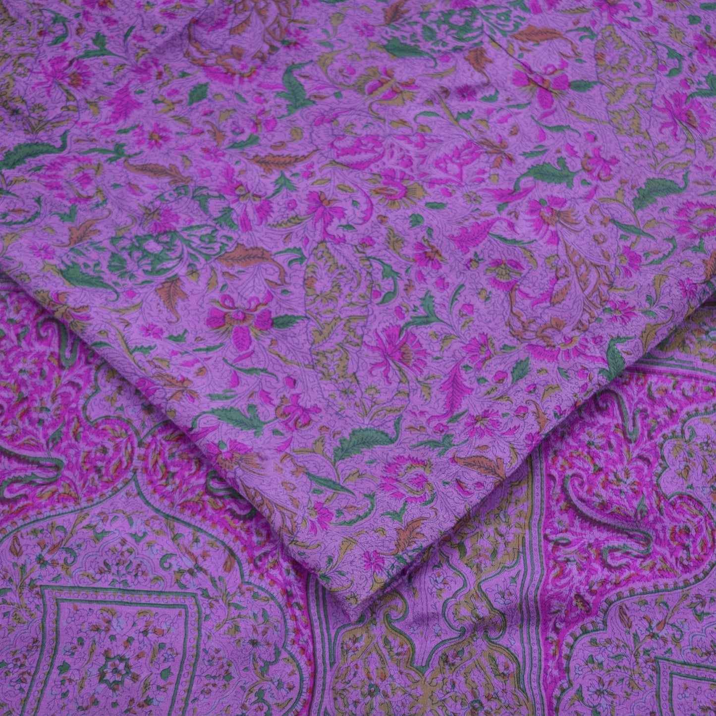 Indian Vintage Sari Purple 100% Pure Silk Printed Sarees 6yd Sewing Craft Fabric Dress Making Soft Wrap Floral Crafting Quilting Upcycle