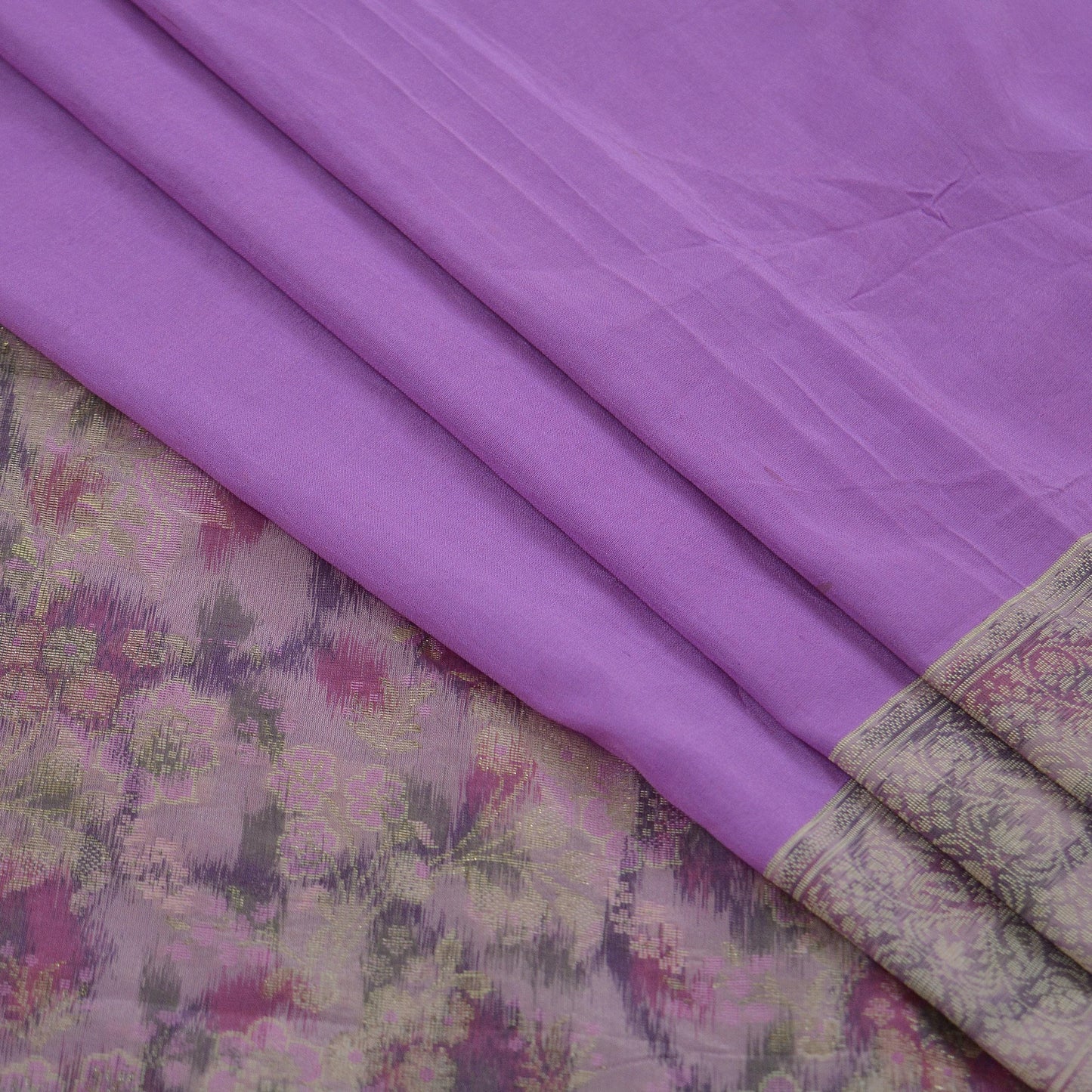 Indian Vintage Sari Purple 100% Pure Silk Hand Woven Sarees 6Yd Craft Fabric Ethnic Sewing Upcycle Dress Making For Crafting Quilting Used